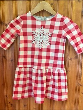 Gymboree Red and White Gingham Snowflake Dress